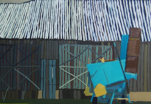 Stodoła i kombajn,110x90cm,olej na płótnie,2013 (Barn and a combine harvester,110x90cm,oil on linen,2013) (1024x841)