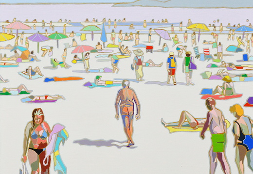 plaża w san sebastian 115x115 cm, olej na płótnie, 2023zmn